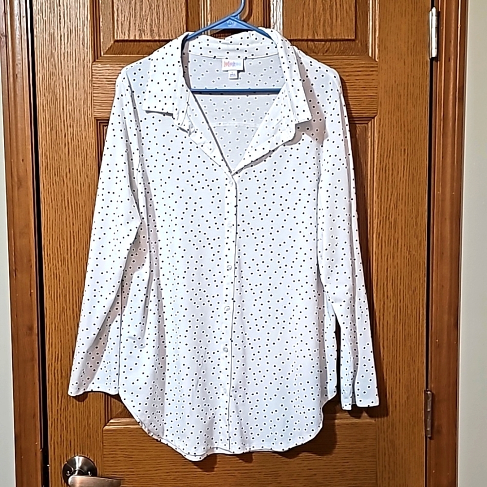Lularoe top large white with black polka dots